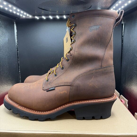 Red Wing 620 9” Mens Size 13 2E Logger Boots Waterproof Brown Soft Toe Work main image 5
